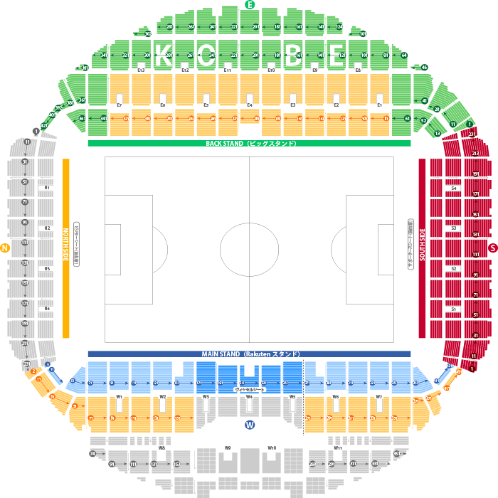 画像:ヴィッセル神戸ホームスタジアムの座席配置