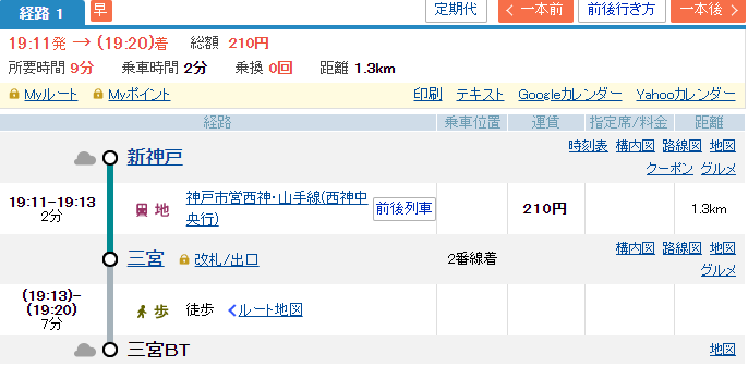 新神戸駅から三宮バスターミナルへは地下鉄で移動