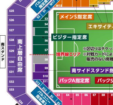 画像:スタジアムの緩衝帯付近